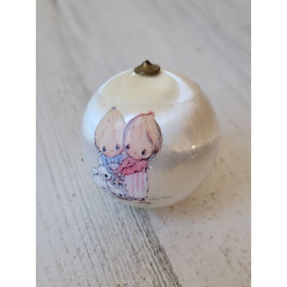 Besty Clark Sheep kids 1975 AS IS mini satin ball‎ ornament Xmas